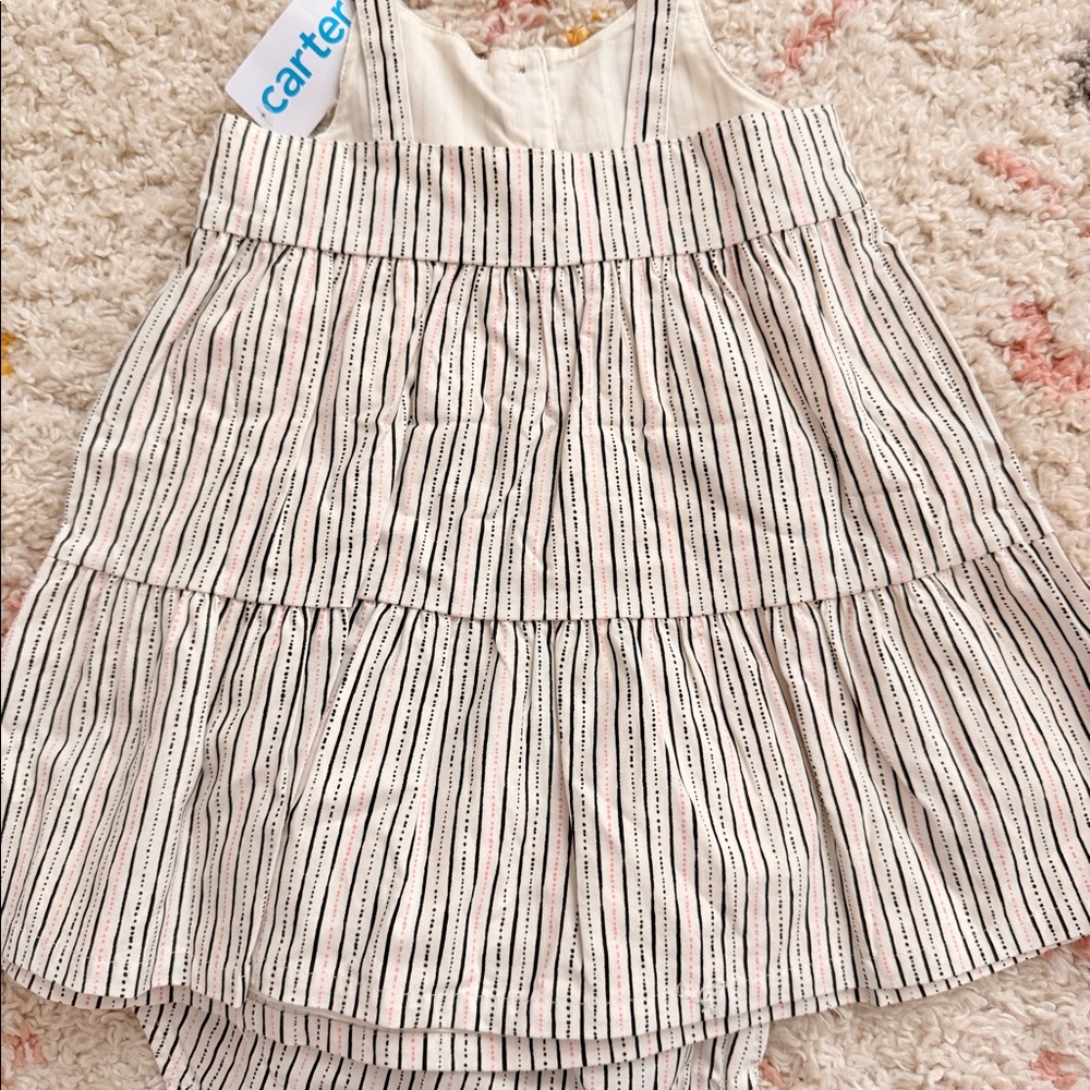24m pink and black striped dress
